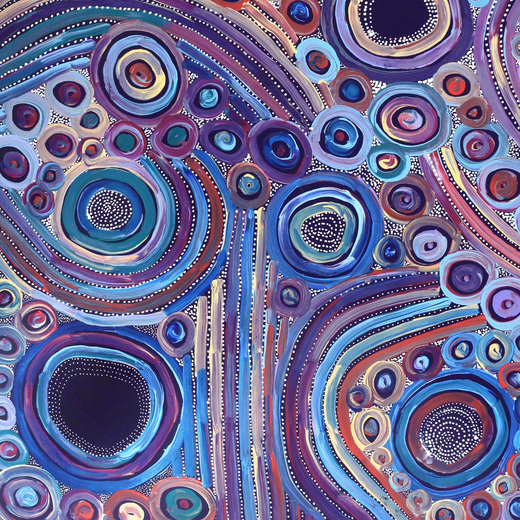 Aboriginal Artwork by Pauline Napangardi Gallagher, Mina Mina Jukurrpa, 107x91cm