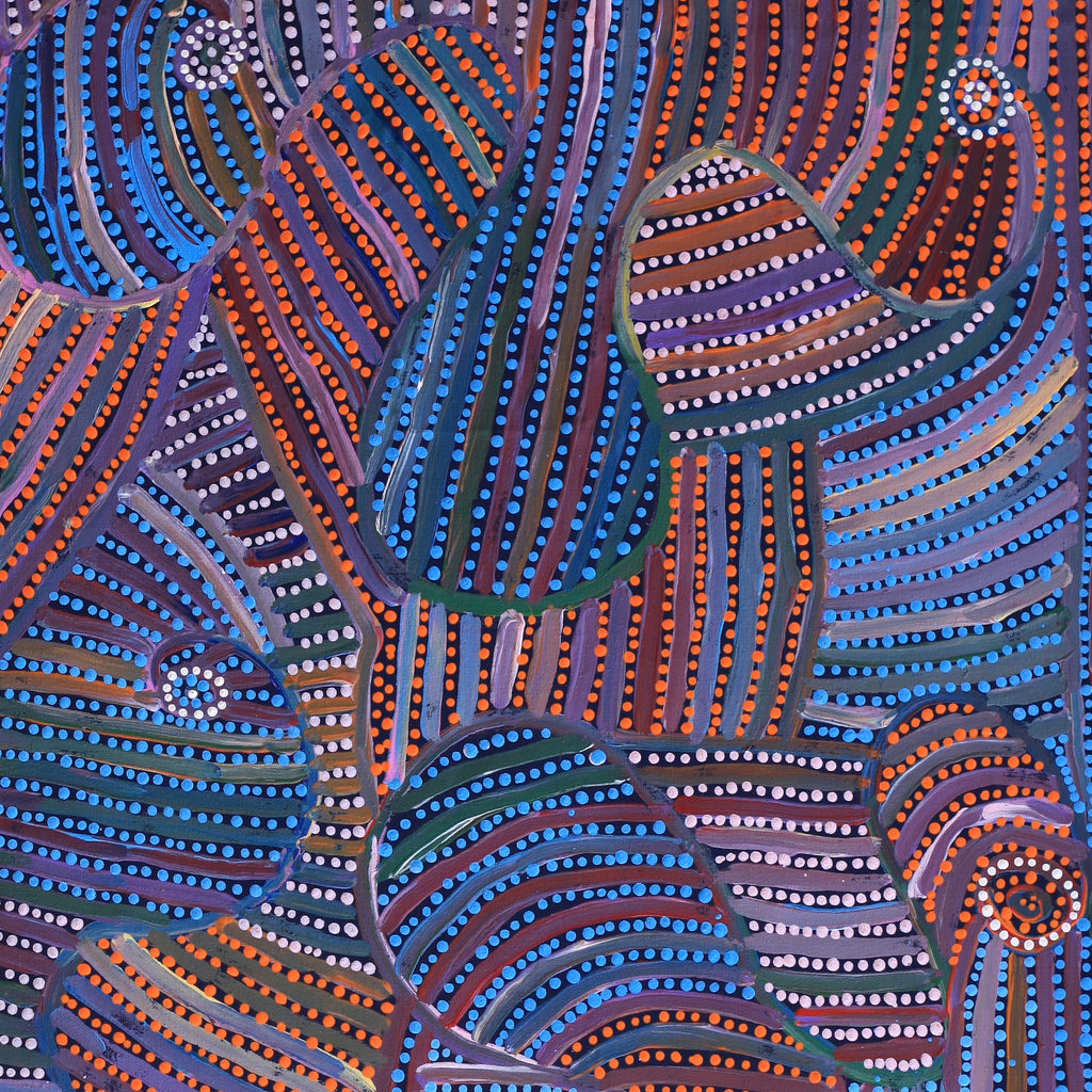 Aboriginal Artwork by Pauline Napangardi Gallagher, Mina Mina Jukurrpa, 122x61cm