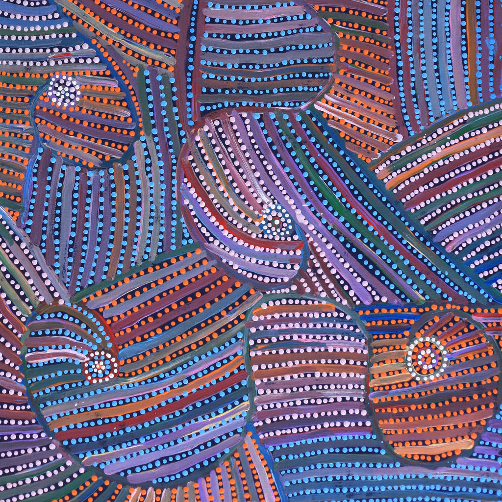 Aboriginal Artwork by Pauline Napangardi Gallagher, Mina Mina Jukurrpa, 122x61cm