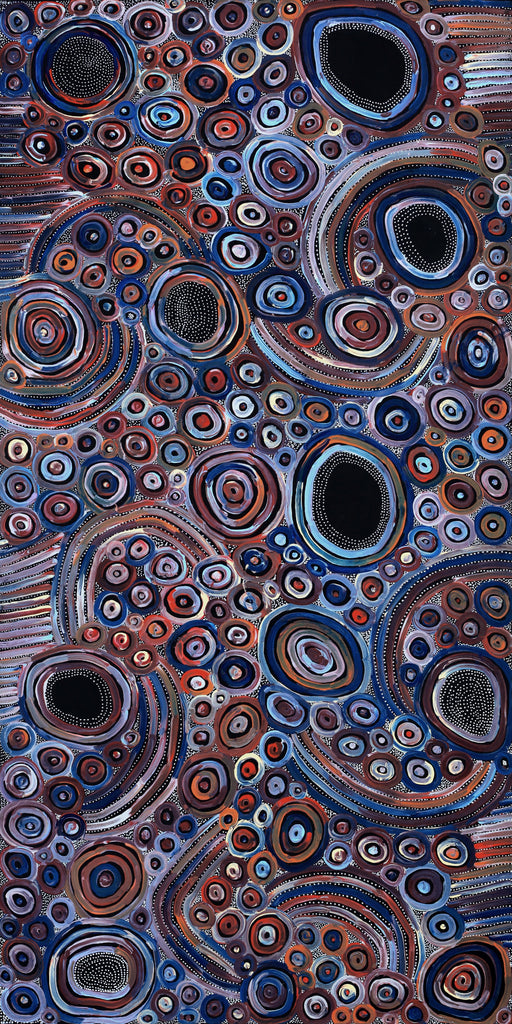 Aboriginal Artwork by Pauline Napangardi Gallagher, Mina Mina Jukurrpa, 152x76cm