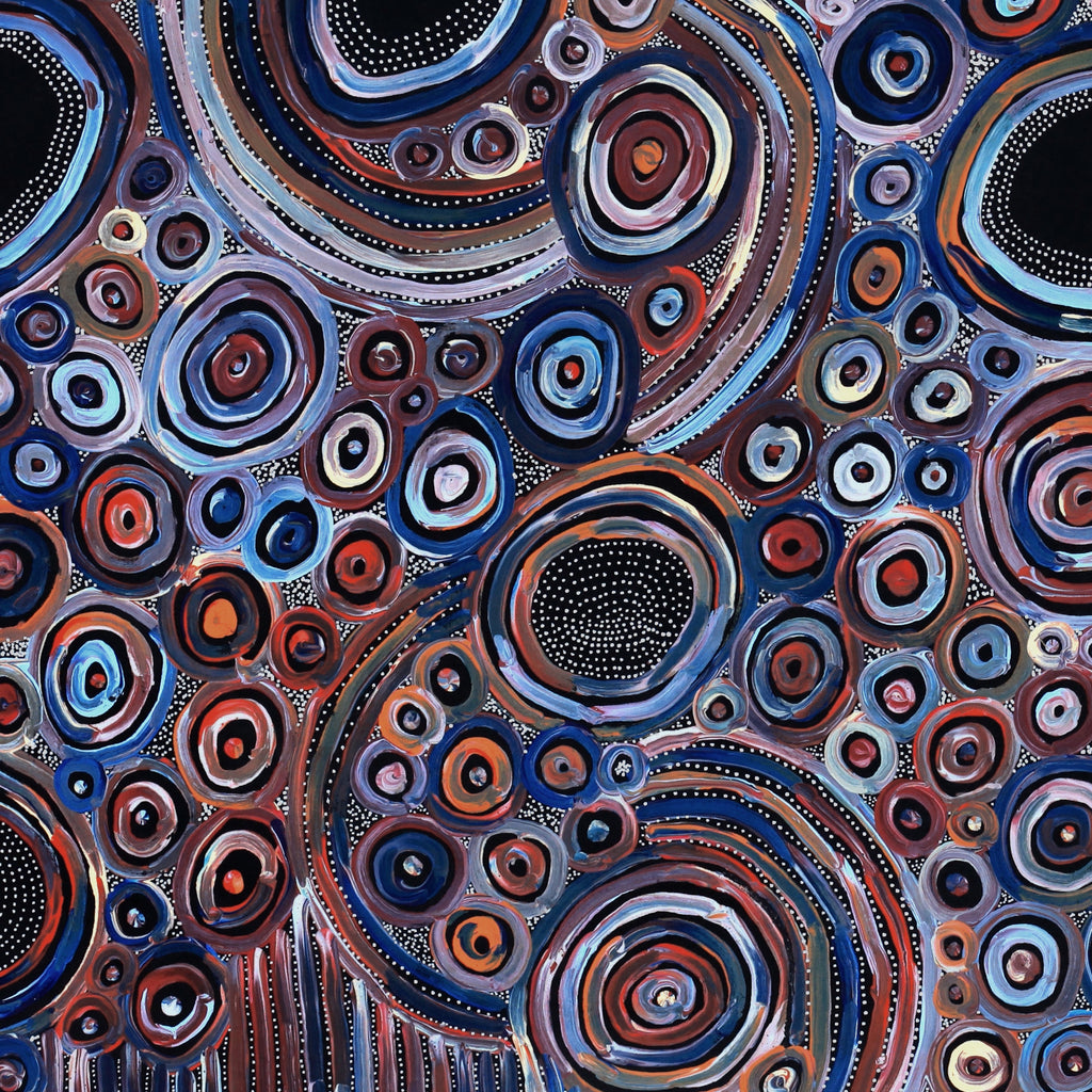 Aboriginal Artwork by Pauline Napangardi Gallagher, Mina Mina Jukurrpa, 152x76cm