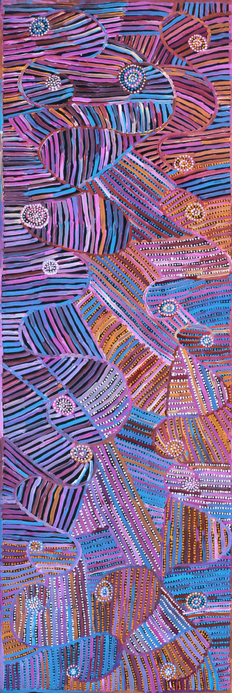 Aboriginal Artwork by Pauline Napangardi Gallagher, Mina Mina Jukurrpa, 182x61cm