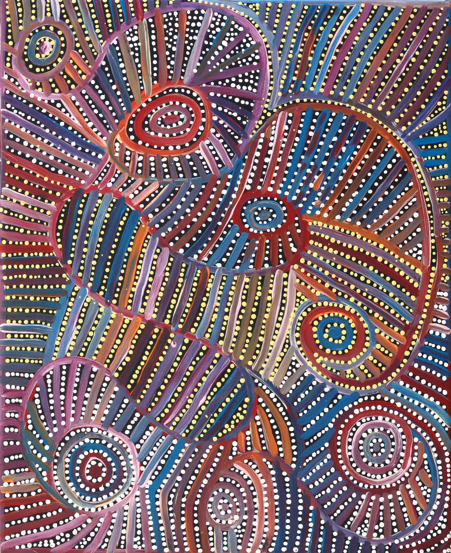 Aboriginal Artwork by Pauline Napangardi Gallagher, Mina Mina Jukurrpa, 76x61cm