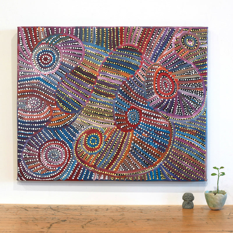 Aboriginal Artwork by Pauline Napangardi Gallagher, Mina Mina Jukurrpa, 76x61cm