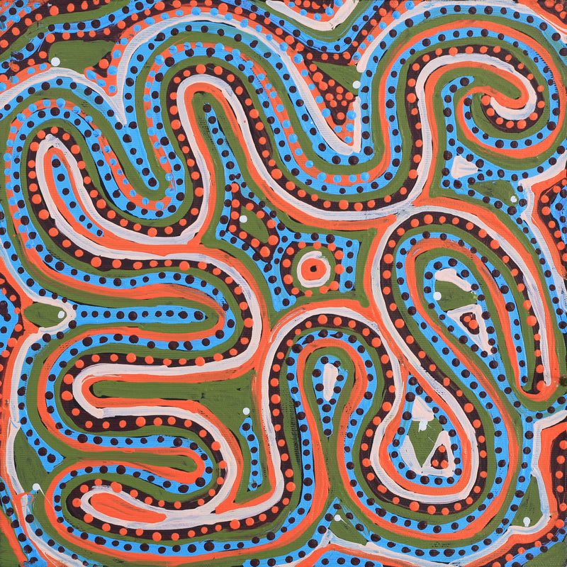 Aboriginal Artwork by Pauline Napangardi Gallagher, Mina Mina Jukurrpa, 30x30cm
