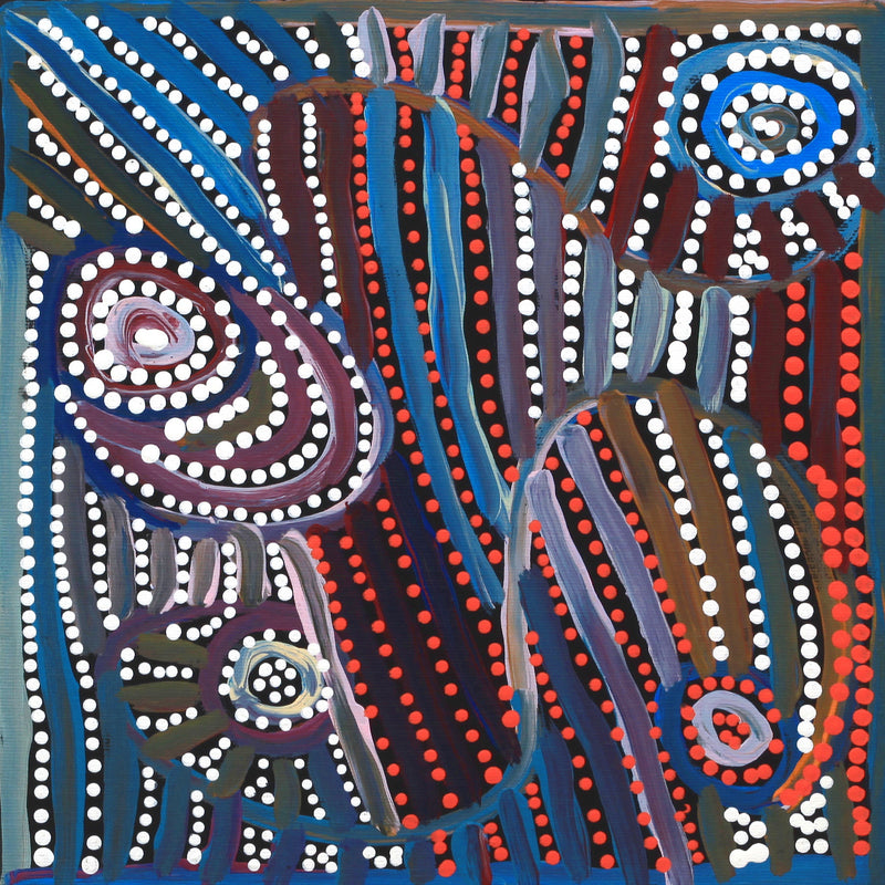 Aboriginal Artwork by Pauline Napangardi Gallagher, Mina Mina Jukurrpa, 30x30cm