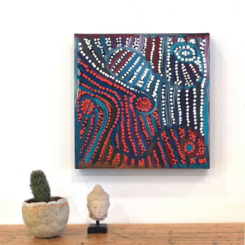 Aboriginal Artwork by Pauline Napangardi Gallagher, Mina Mina Jukurrpa, 30x30cm