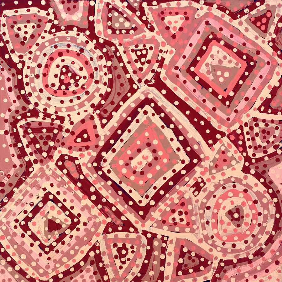 Aboriginal Artwork by Pauline Napangardi Gallagher, Mina Mina Jukurrpa, 30x30cm