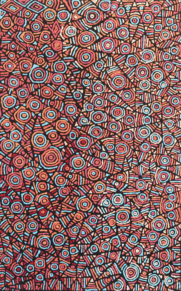 Aboriginal Artwork by Pauline Napangardi Gallagher, Mina Mina Jukurrpa, 122x76cm