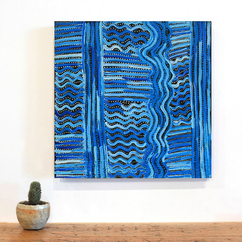 Aboriginal Artwork by Pauline Napangardi Gallagher, Mina Mina Jukurrpa, 46x46cm