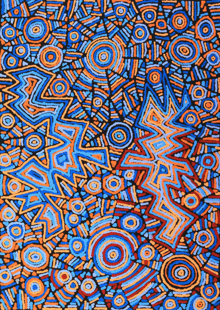 Aboriginal Artwork by Pauline Napangardi Gallagher, Mina Mina Jukurrpa, 107x76cm