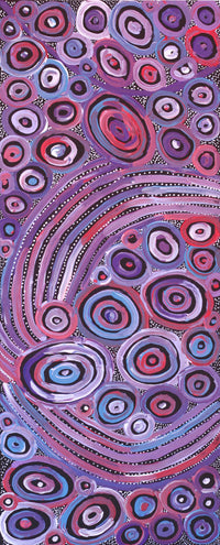 Aboriginal Artwork by Pauline Napangardi Gallagher, Mina Mina Jukurrpa, 76x30cm