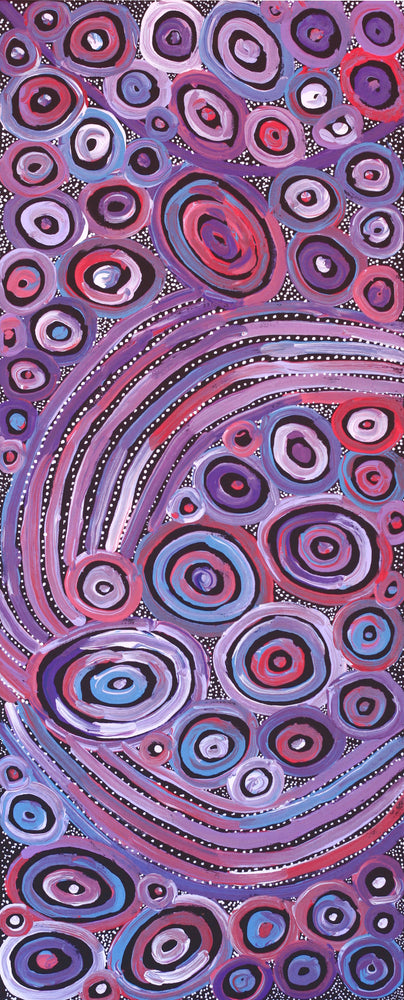 Aboriginal Artwork by Pauline Napangardi Gallagher, Mina Mina Jukurrpa, 76x30cm