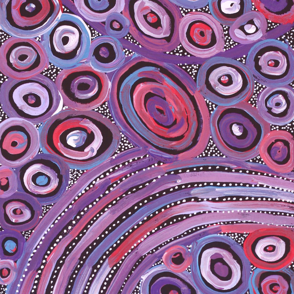 Aboriginal Artwork by Pauline Napangardi Gallagher, Mina Mina Jukurrpa, 76x30cm