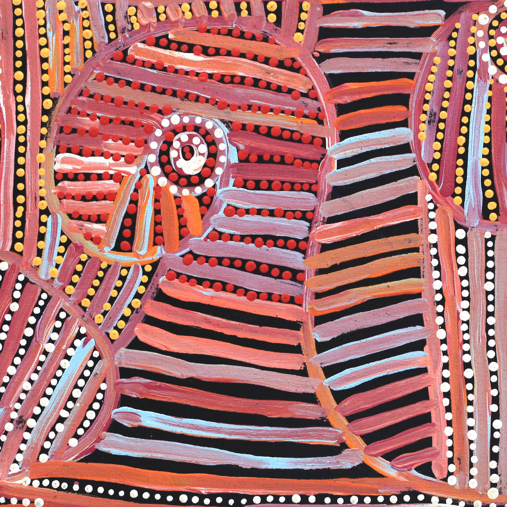 Aboriginal Artwork by Pauline Napangardi Gallagher, Mina Mina Jukurrpa, 76x30cm