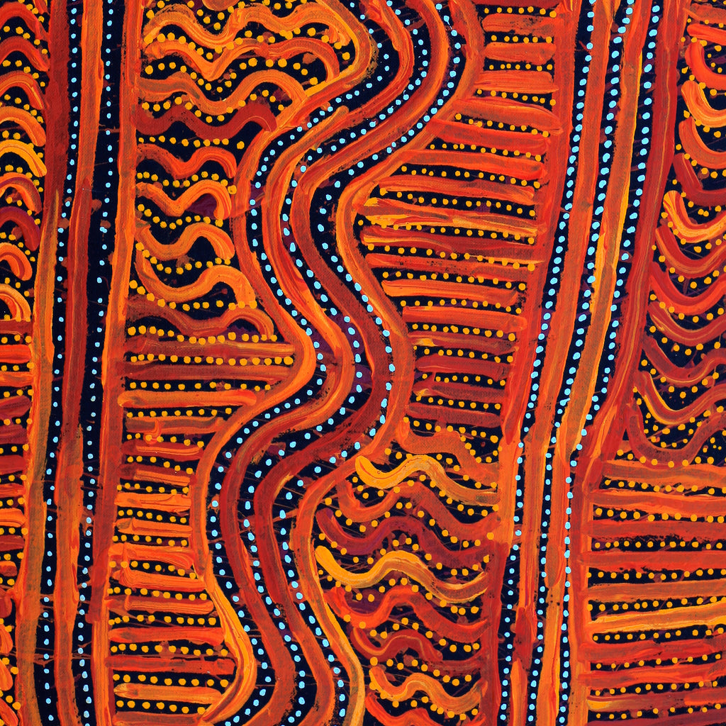 Aboriginal Artwork by Pauline Napangardi Gallagher, Mina Mina Jukurrpa, 76x46cm