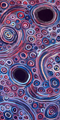 Aboriginal Artwork by Pauline Napangardi Gallagher, Mina Mina Jukurrpa, 91x46cm