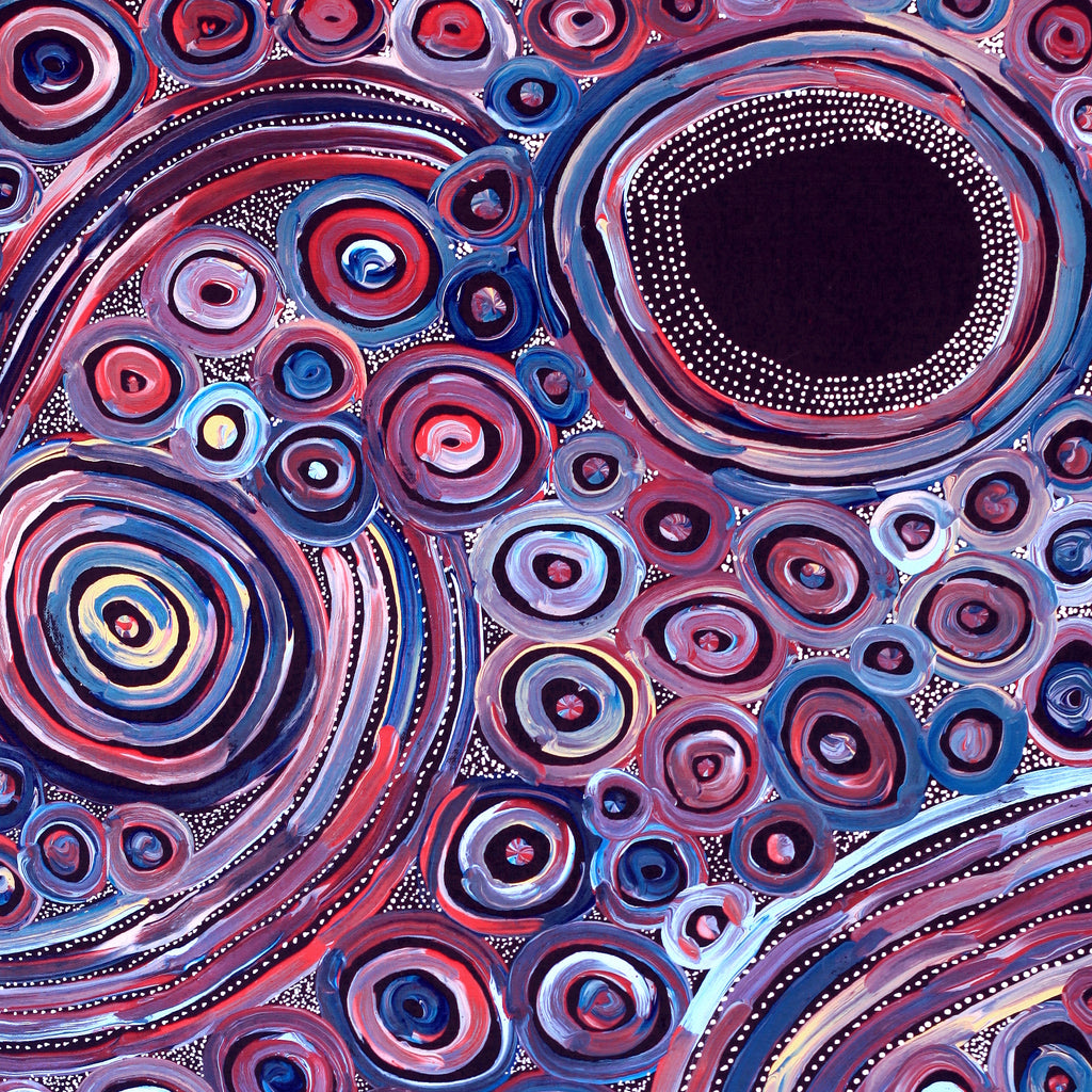 Aboriginal Artwork by Pauline Napangardi Gallagher, Mina Mina Jukurrpa, 91x46cm