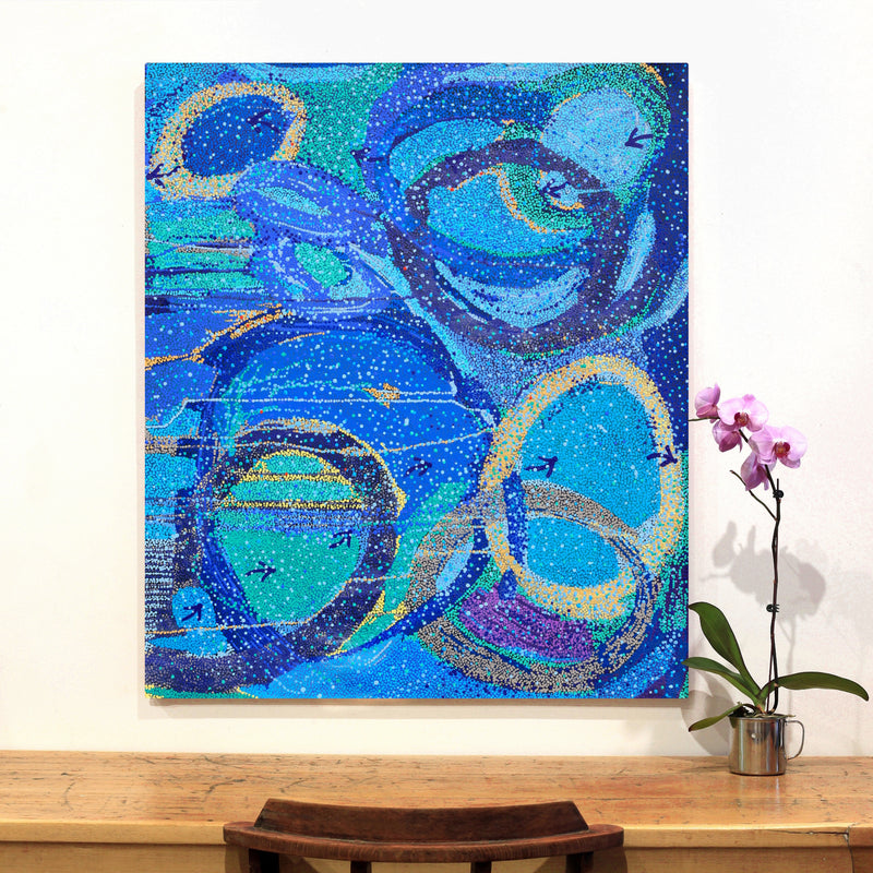 Aboriginal Artwork by Pauline Nampijinpa Singleton, Yankirri Jukurrpa (Emu Dreaming) - Ngarlikurlangu, 107x91cm