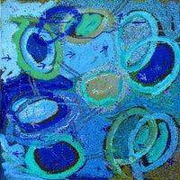 Aboriginal Artwork by Pauline Nampijinpa Singleton, Yankirri Jukurrpa (Emu Dreaming) - Ngarlikurlangu, 91x91cm