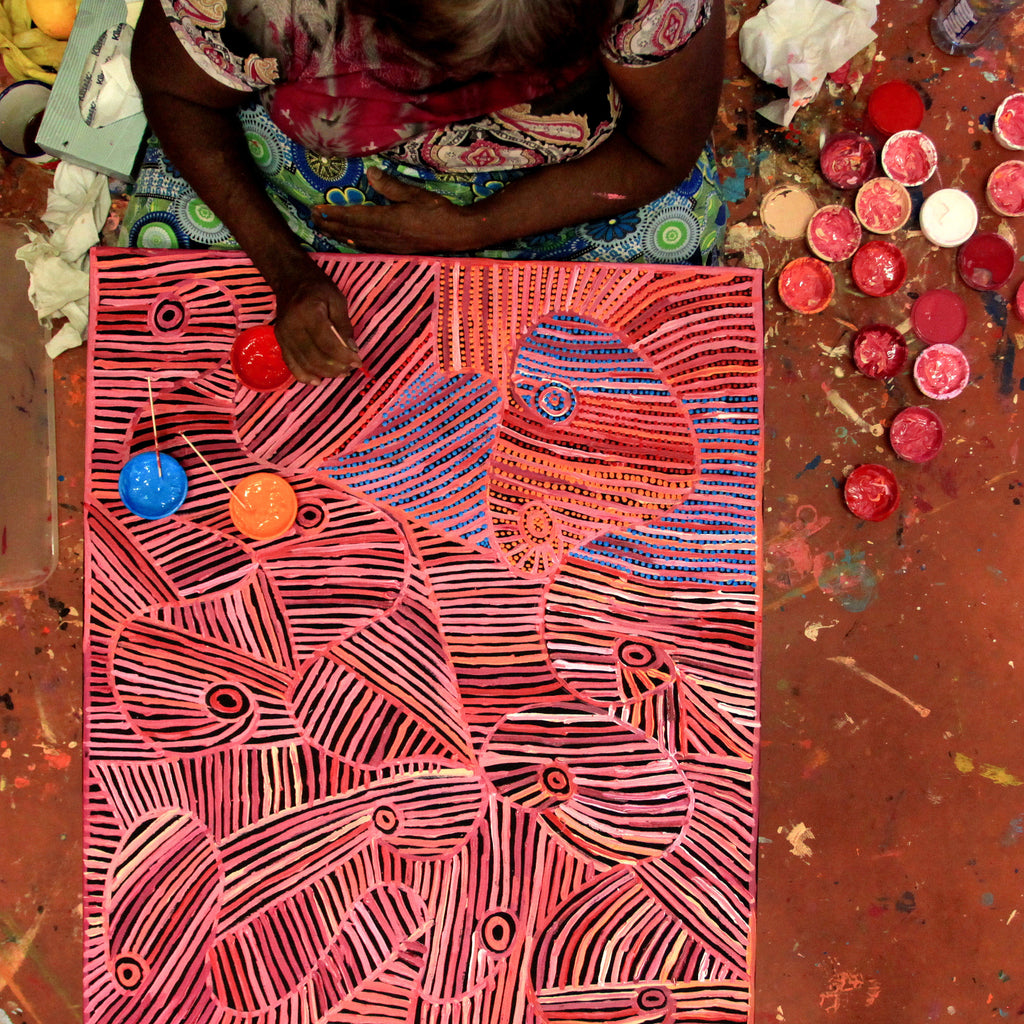 Aboriginal Artwork by Pauline Napangardi Gallagher, Mina Mina Jukurrpa, 91x76cm - ART ARK®