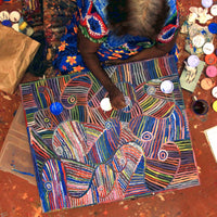 Aboriginal Artwork by Pauline Napangardi Gallagher, Mina Mina Jukurrpa, 91x76cm