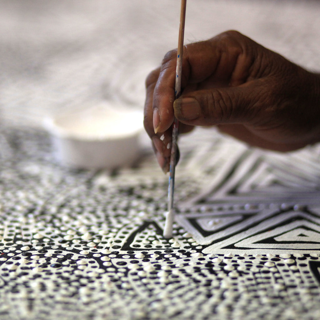 Aboriginal Artwork by Pauline Napangardi Gallagher, Mina Mina Jukurrpa, 61x46cm