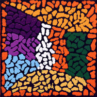 Aboriginal Artwork by Peggy Nampijinpa Brown, Warlukurlangu Jukurrpa (Fire country Dreaming), 30x30cm