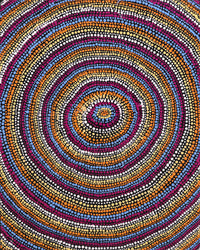 Aboriginal Artwork by Peggy Nampijinpa Brown, Warlukurlangu Jukurrpa (Fire country Dreaming), 50x40cm