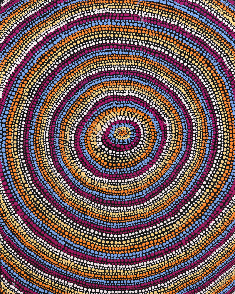 Aboriginal Artwork by Peggy Nampijinpa Brown, Warlukurlangu Jukurrpa (Fire country Dreaming), 50x40cm