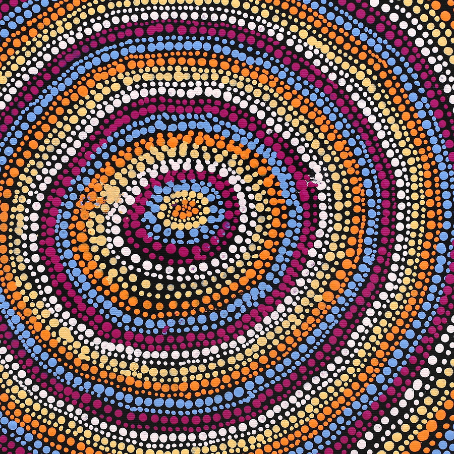 Aboriginal Artwork by Peggy Nampijinpa Brown, Warlukurlangu Jukurrpa (Fire country Dreaming), 50x40cm