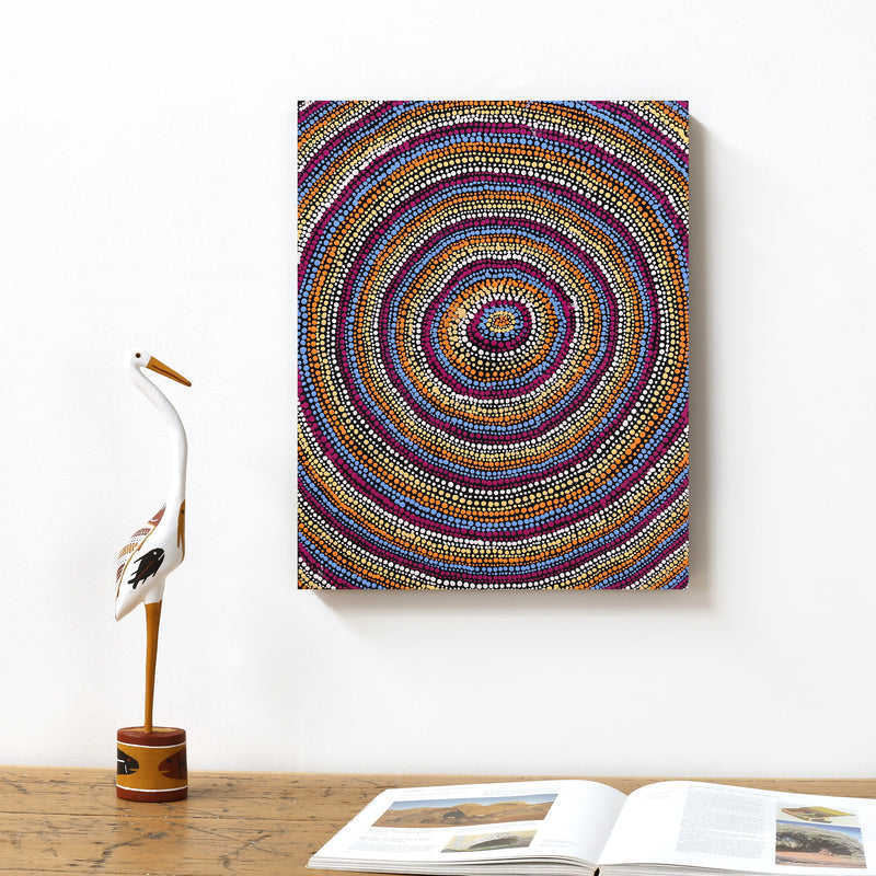 Aboriginal Artwork by Peggy Nampijinpa Brown, Warlukurlangu Jukurrpa (Fire country Dreaming), 50x40cm