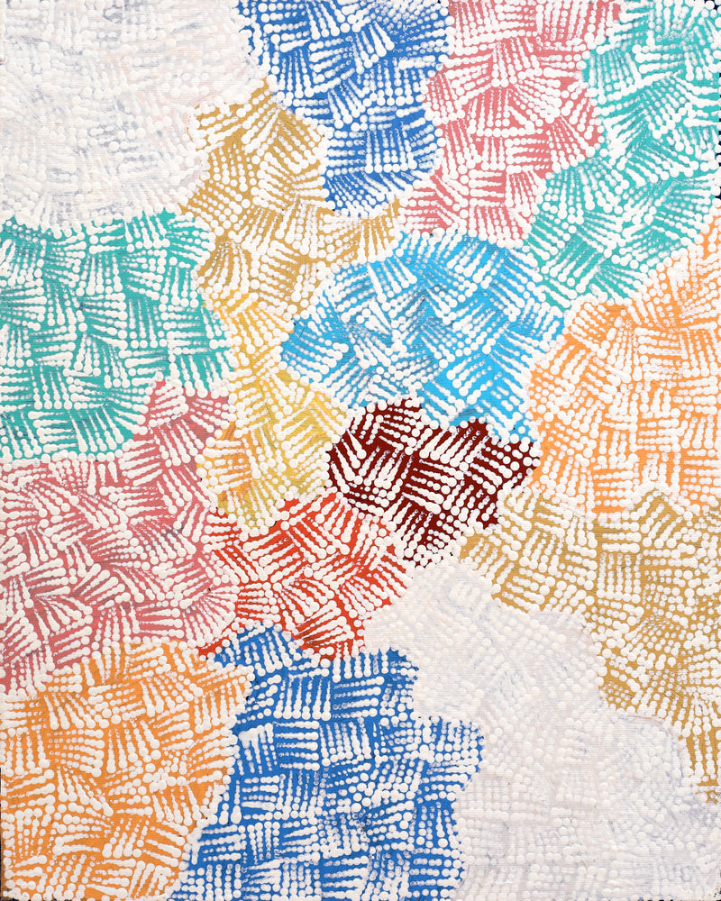 Aboriginal Artwork by Peggy Nampijinpa Brown, Warlukurlangu Jukurrpa (Fire country Dreaming), 50x40cm