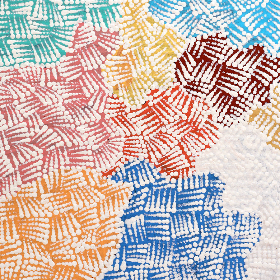 Aboriginal Artwork by Peggy Nampijinpa Brown, Warlukurlangu Jukurrpa (Fire country Dreaming), 50x40cm