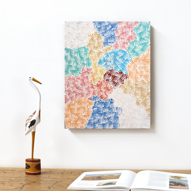 Aboriginal Artwork by Peggy Nampijinpa Brown, Warlukurlangu Jukurrpa (Fire country Dreaming), 50x40cm