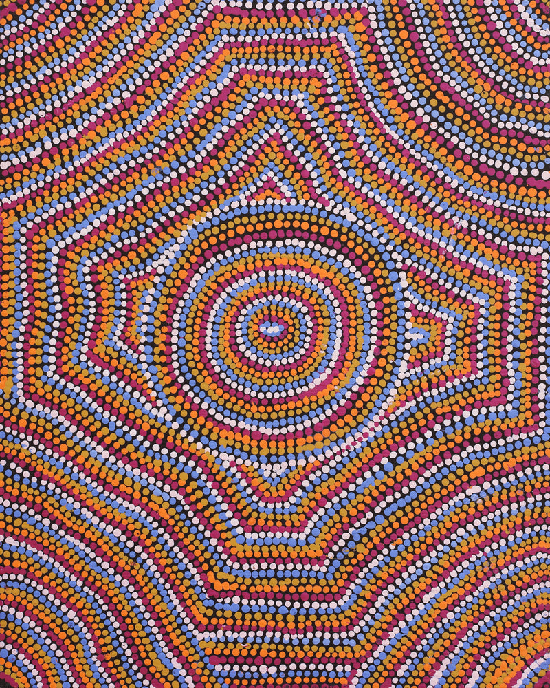 Aboriginal Artwork by Peggy Nampijinpa Brown, Warlukurlangu Jukurrpa (Fire country Dreaming), 50x40cm
