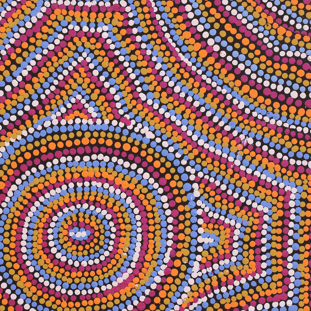 Aboriginal Artwork by Peggy Nampijinpa Brown, Warlukurlangu Jukurrpa (Fire country Dreaming), 50x40cm