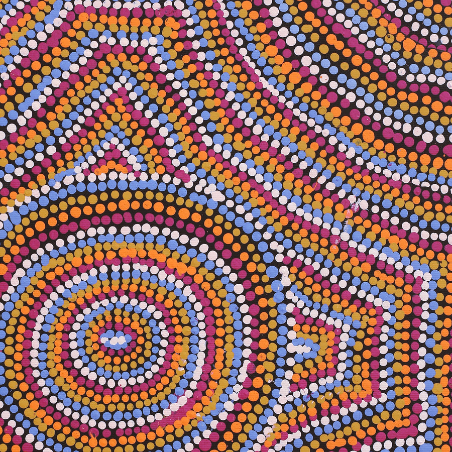 Aboriginal Artwork by Peggy Nampijinpa Brown, Warlukurlangu Jukurrpa (Fire country Dreaming), 50x40cm
