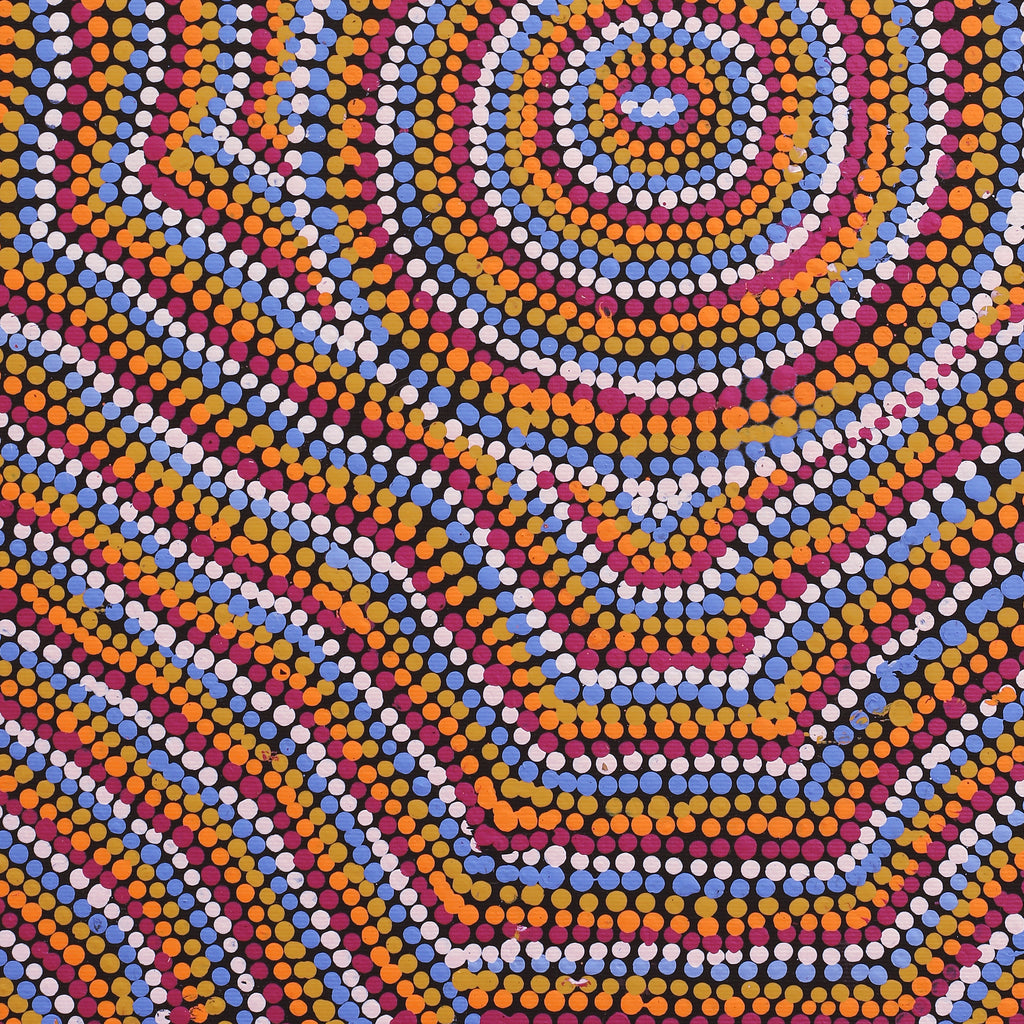 Aboriginal Artwork by Peggy Nampijinpa Brown, Warlukurlangu Jukurrpa (Fire country Dreaming), 50x40cm