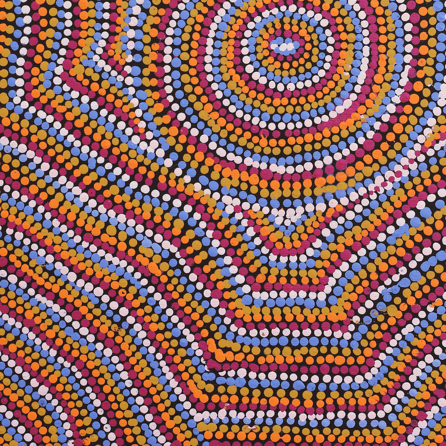 Aboriginal Artwork by Peggy Nampijinpa Brown, Warlukurlangu Jukurrpa (Fire country Dreaming), 50x40cm