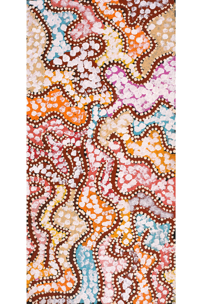 Aboriginal Artwork by Peggy Nampijinpa Brown, Warlukurlangu Jukurrpa (Fire country Dreaming), 61x30cm