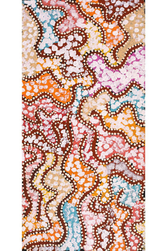 Aboriginal Artwork by Peggy Nampijinpa Brown, Warlukurlangu Jukurrpa (Fire country Dreaming), 61x30cm