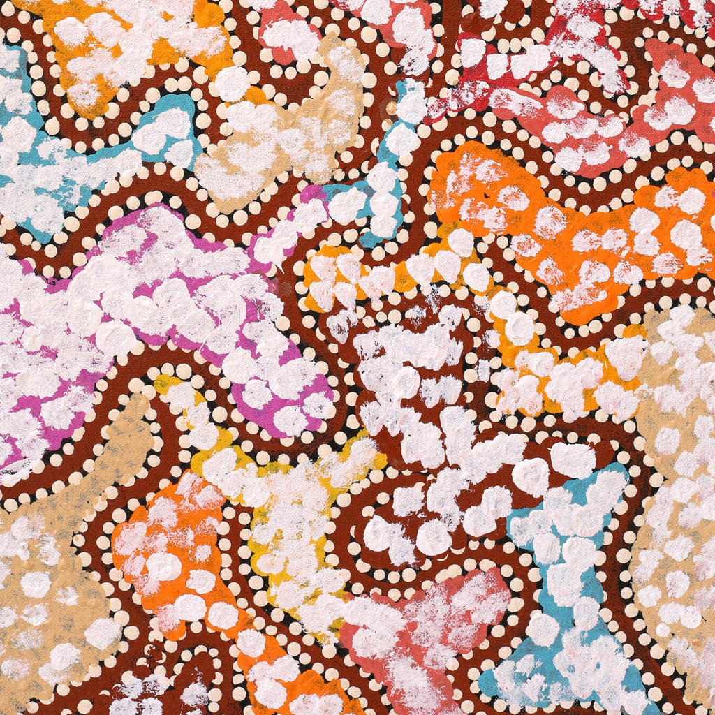 Aboriginal Artwork by Peggy Nampijinpa Brown, Warlukurlangu Jukurrpa (Fire country Dreaming), 61x30cm