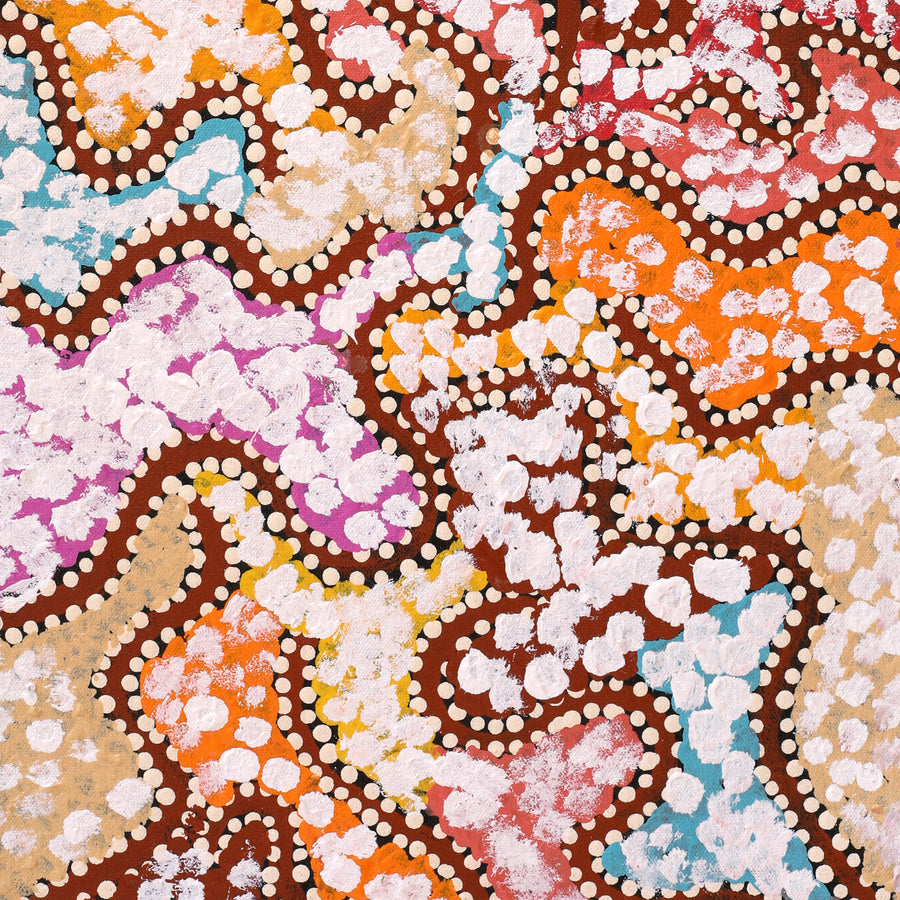 Aboriginal Artwork by Peggy Nampijinpa Brown, Warlukurlangu Jukurrpa (Fire country Dreaming), 61x30cm