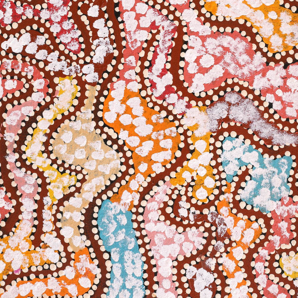 Aboriginal Artwork by Peggy Nampijinpa Brown, Warlukurlangu Jukurrpa (Fire country Dreaming), 61x30cm