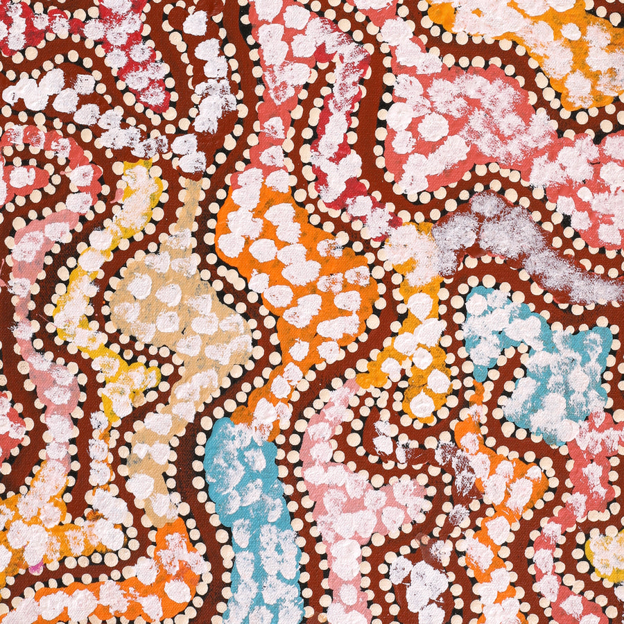 Aboriginal Artwork by Peggy Nampijinpa Brown, Warlukurlangu Jukurrpa (Fire country Dreaming), 61x30cm