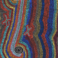 Aboriginal Artwork by Peggy Napurrurla Granites, Pirlarla Jukurrpa (Dogwood Tree Bean Dreaming), 76x46cm