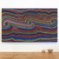 Aboriginal Artwork by Peggy Napurrurla Granites, Pirlarla Jukurrpa (Dogwood Tree Bean Dreaming), 76x46cm