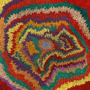 Aboriginal Artwork by Peggy Napurrurla Granites, Pirlarla Jukurrpa (Dogwood Tree Bean Dreaming), 107x107cm - ART ARK®