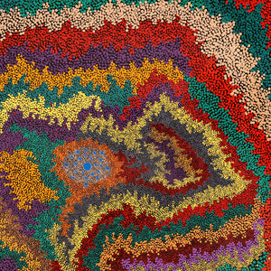 Aboriginal Art by Peggy Napurrurla Granites, Pirlarla Jukurrpa (Dogwood Tree Bean Dreaming), 107x107cm - ART ARK®